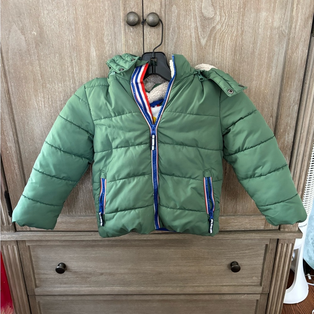 Boden Green Navy Red Sherpa-Lined Jacket